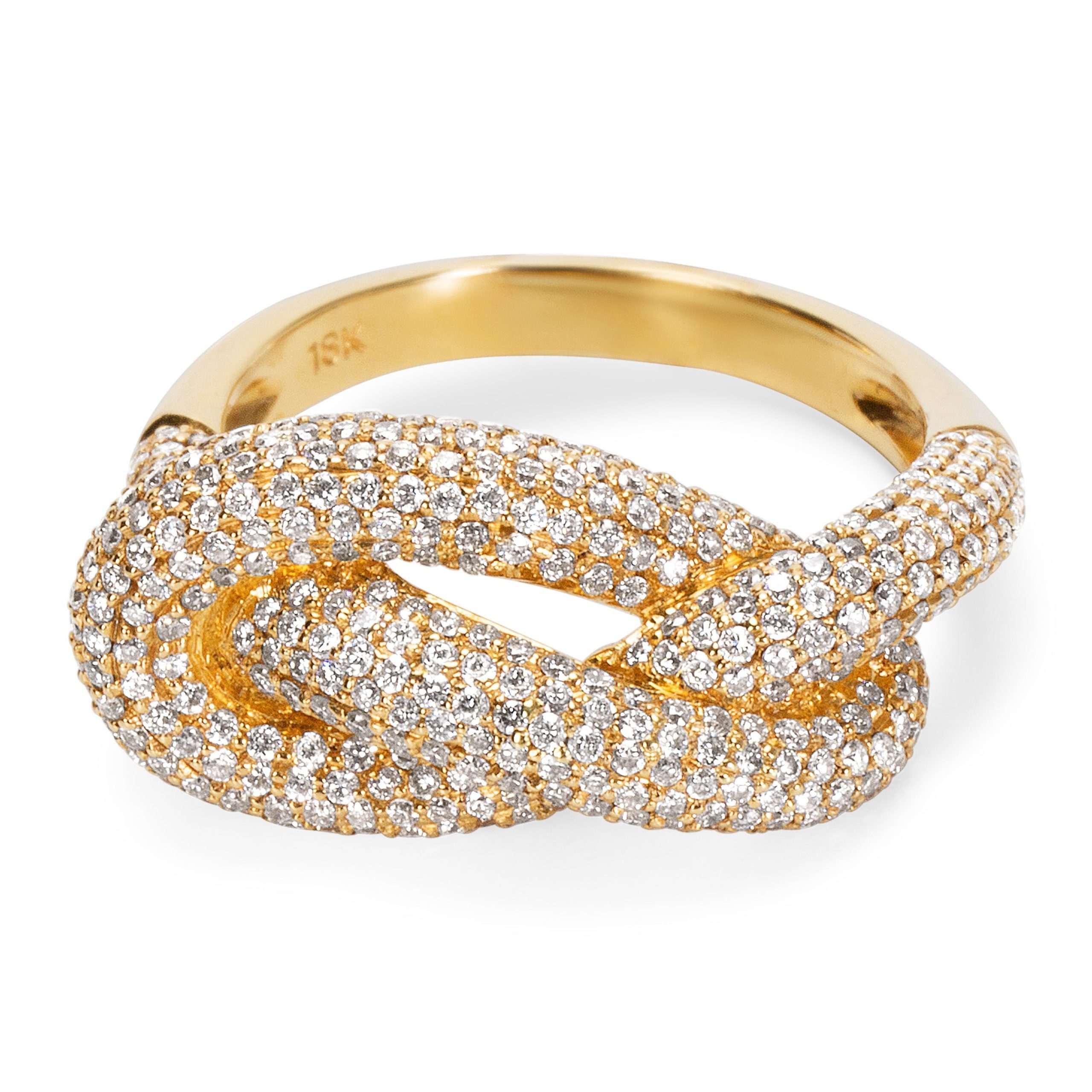 Brand New Diamond Pave Knot Fashion Ring In 18k Yellow Gold 130 Ctw